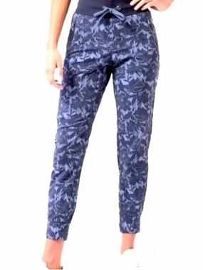 Athleta Navy Blue Patterned Drawstring Joggers